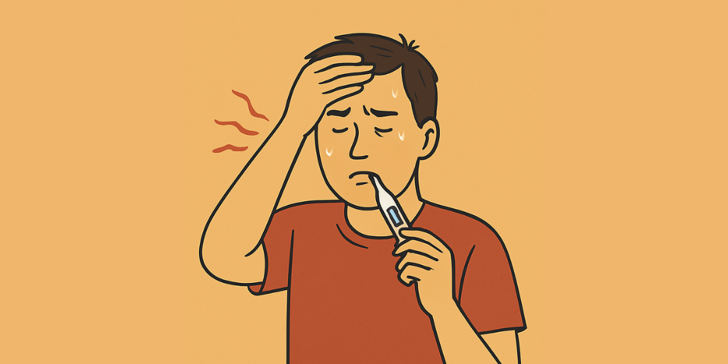 Picture showing person having fever.